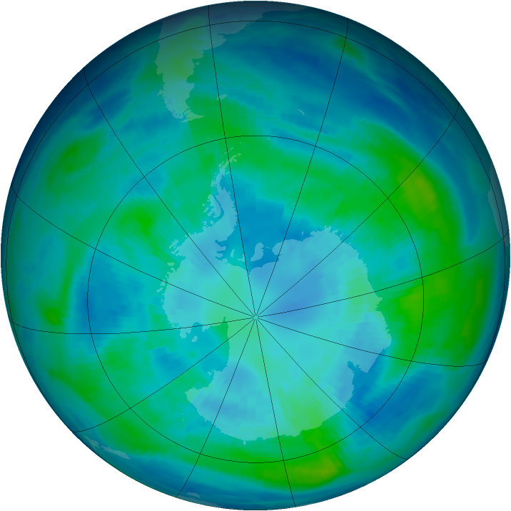 Antarctic ozone map for 06 April 1998